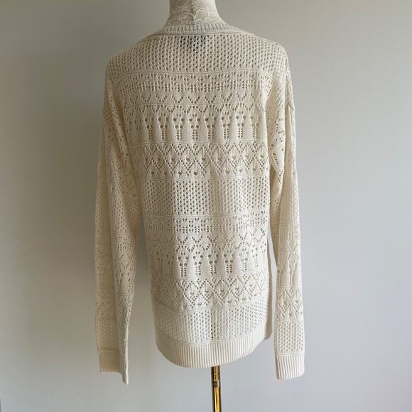 Cyrus Cream Crochet Knit Sweater Pullover Long Sleeve Size M Boho - Picture 3 of 7